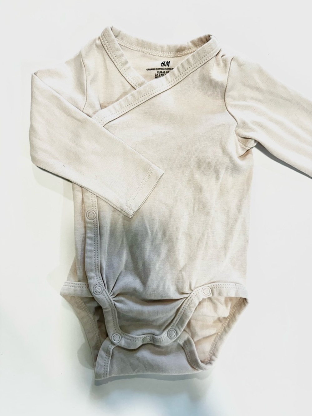 H&M Cream Wrap-Front Long-Sleeve Baby Bodysuit
